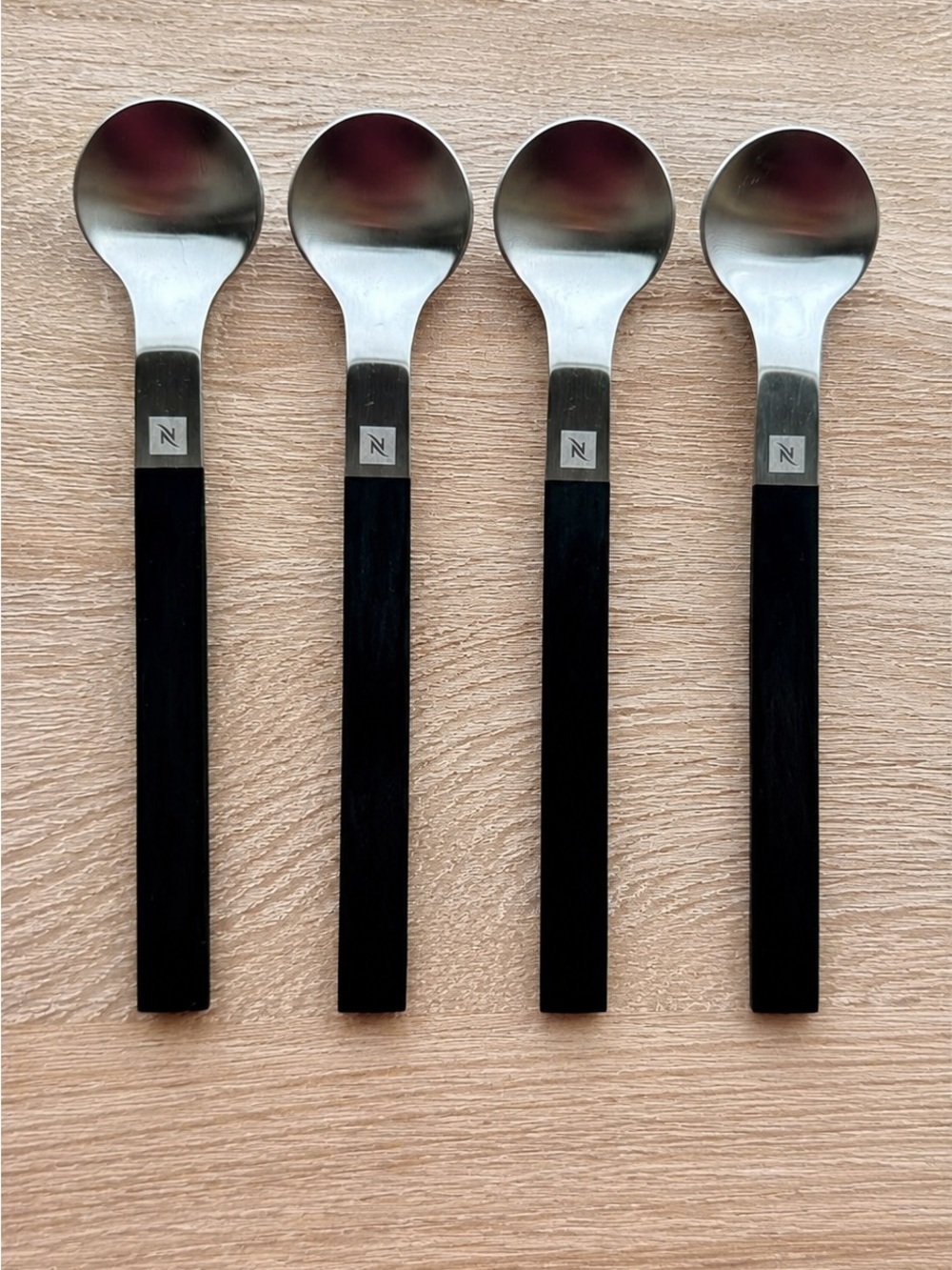 Set of 4 Nespresso Espresso Coffee Spoons – Black Handle Stainless Steel